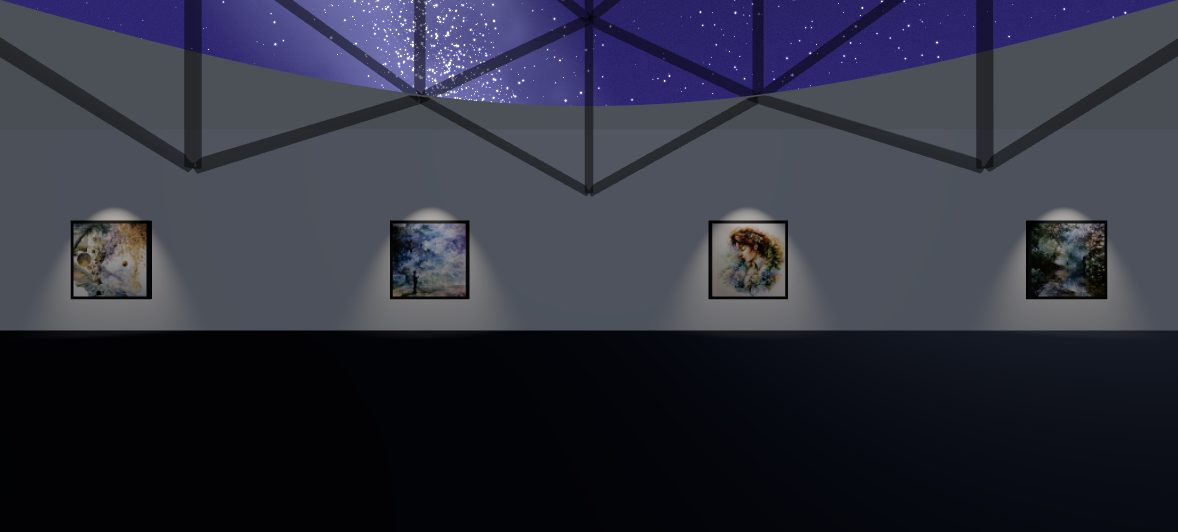 夜 ── yoru の展示室を 3D から書き出した静止画